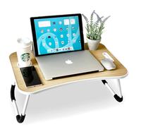unycos - Bandeja para Cama, Mesa Plegable de Desayuno, Ideal para Portátil, Ordenador y Libros, Ergonómica, Mesa Auxiliar con Atril para Leer en la Cama 60x40x26 cm (Nuez sin Cajón)