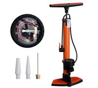 unycos - Bomba de Bicicleta con Manómetro de Alta Presión y Válvulas【Presta | Schrader】 160 PSI/11 Bar | Inflador de Ruedas, Neumáticos, Pelotas, Flotadores, Anillos de Natación, 63x23 cm (Naranja)