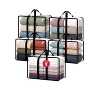 unycos - Cajas para Almacenaje de Ropa x 5【110L】 Bolsas Organizadoras Transparentes de PVC, Plegables con Asas Reforzadas y Cremallera Bidireccional para Suéteres, Abrigos, Mantas (70 x 35 x 45 cm)