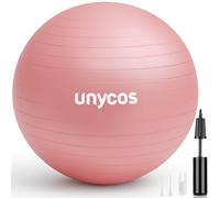 unycos - Pelota de Pilates, Gimnasia, Yoga, Fitness y Embarazo, Fitball Antideslizante y Anti-Burst【55 cm】de PVC Extra Grueso, Resistencia de 300 kg, Incluye Hinchador (Rosa Claro con Logo)
