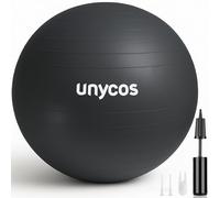 unycos - Pelota de Pilates, Gimnasia, Yoga, Fitness y Embarazo, Fitball Antideslizante y Anti-Burst【55 cm】de PVC Extra Grueso, Resistencia de 300 kg, Incluye Hinchador (Gris con Logo)