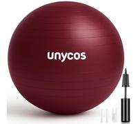 unycos - Pelota de Pilates, Gimnasia, Yoga, Fitness y Embarazo, Fitball Antideslizante y Anti-Burst【75 cm】de PVC Extra Grueso, Resistencia de 300 kg, Incluye Hinchador (Rosa Oscuro con Logo)