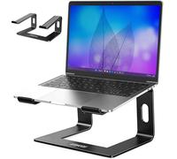 unycos - Soporte para Portátil Antideslizante de Aluminio, Compatible con Ordenadores de 10''/13''/15,6'' Ventilación y Disipación del Calor, 100% Ergonómico | Reduce Tensiones en el Cuello (Negro)