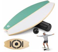 unycos - Tabla de Equilibrio Multifunción de Madera 80 x 35 cm con Rodillo y Pelota, Balance Board Antideslizante con 7 Modos y Topes Magnéticos, hasta 200 kg, para Core, Coordinación y Fitness