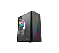 UNYKAch Caja Gaming ATX Armor Lumina Black con Frontal con Tira de Led ARGB, Rejillas Verticales de Refrigeración, Panel Lateral de Vidrio Templado y un Ventilador ARGB de 120 mm