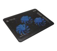 UNYKAch Base Refrigeración Portátil 15″6 Candy C300 con Tres Ventiladores LED Azules. Pies Plegables para Elevar La Superficie y 2 Puertos USB. Superficie de Rejilla Metálica