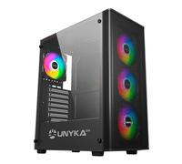 UNYKAch Caja de Ordenador ATX MIR 100, Gaming Gran Tamaño con 4 Ventiladores ARGB, 1 USB 2.0 y 3 USB 3.0