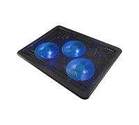 UNYKAch Candy C300 - Base de Refrigeración Portátil para Portátiles hasta 15,6” | Tres Ventiladores Silenciosos LED Azul, Rejilla Metálica, USB Extra, Diseño Ergonómico y Antideslizante | Negro