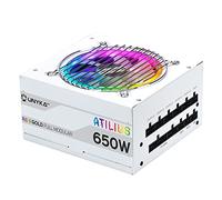 UNYKAch Fuente de Alimentación ATILIUS RGB White 650 W Full Modular, 90 % Eficiencia, ATX 2.31, Condensadores Taiwaneses, Ventilador RGB 120 mm