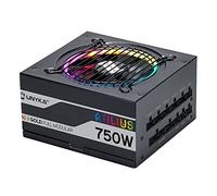 UNYKAch Fuente de Alimentación ATX ATILIUS 750W Black Full Modular con Iluminación RGB, Eficiencia del 90%, Ventilador de 120 mm Ultrasilencioso y Protección contra Sobrecorriente