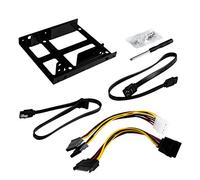 UNYKAch Kit Bandeja de Montaje Adaptador SSD Dual para Discos Duros de 2,5" a Bahía de 3.5" Doble, con 4 Adaptadores de Corriente SATA, Cable y Accesorios