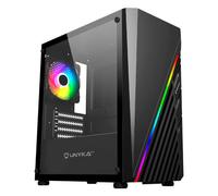 UNYKAch Caja PC Gaming Micro ATX Mini GLAYZE, Frontal ARGB, Cristal Templado Lateral, Ventilador ARGB 120 mm, USB 2.0 y Dos USB 3.0