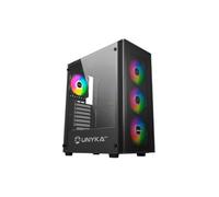 UNYKAch Caja de Ordenador ATX MIR 100, Gaming Gran Tamaño con 4 Ventiladores ARGB, 1 USB 2.0 y 3 USB 3.0