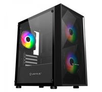 UNYKAch MIR B200 Caja PC Gaming Micro ATX Negra, Cristal Templado, 3 Ventiladores ARGB, USB 3.0, Compatible Refrigeración Líquida 240 mm, Torre Compacta Gamer