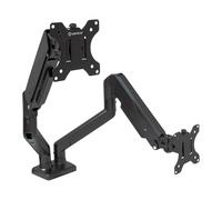 UNYKach UK1479 - Soporte Doble de Escritorio Universal con Resorte de Gas para Monitores de 13" a 32" | Articulado, Inclinable y Giratorio 360° | VESA 75x75 / 100x100 | Carga Máx. 10 kg Cada Brazo