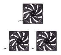 UNYKAch Ventilador 140mm Silencioso para PC - 1000 RPM, 19 dBA, 3 Pines, 12V, Negro, 9 Aspas, Refrigeración Eficiente para Caja de Ordenador - PN: 51790 (Paquete de 3)