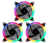 UNYKAch Ventilador Ordenador CANDY 30 ARGB RING LED, Pack de 3 unidades 120 mm, PC Gaming, Soporte de Goma, 7 Aspas Silenciosas, Mando a Distancia y Controladora