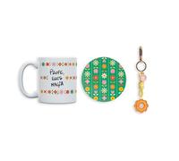 UO Kit Regalo Profe Eres Magia - Taza + Posavasos + Llavero - Pack Completo para Profesor - Regalo Original Día del Maestro - Cerámica y Metal