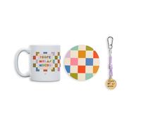 UO Kit Regalo Profe Molas Mucho - Taza + Posavasos + Llavero - Pack Completo para Profesor - Regalo Original Día del Maestro - Cerámica y Metal