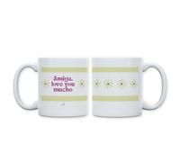 UO Taza Amiga Love U Mucho con Mensaje de Amistad - Regalo Original para Mejor Amiga - Taza de Cerámica con Frase de Cariño - 330ml