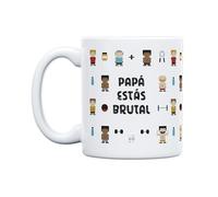 UO Taza con mensaje Papá estás brutal. Taza para Desayuno. Regalo Lleno de Amor para Papá. Detalle Original para El día del Padre. Capacidad 350 ml, Cerámica.