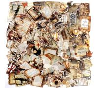 UOCAI 100 Piezas Scrapbook Stickers Pegatinas Vintage Set Café Retro, Stickers Vintage en PET Impermeables para Scrapbooking Journal, Decoración Creativa para Portátil Maleta Skateboard