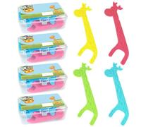 UOCAI 160 Piezas Hilos Dentales Niños Floss Hilo Dental para Espacios Estrechos Mango de Jirafa en 4 Colores Hilo Dental con Mango Antideslizante Y sin Cera 4 Paquetes de 40 Hilos Dentales
