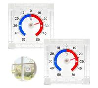 UOCAI 2 Unidades Termómetro Exterior, Termómetro de Ventana Autoadhesivo, Bereik -50 °C tot 50 °C, Interior Exterior Analógico, Raamthermometer Buiten, Estación de Temperatura para Hogar y Jardín