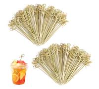 UOCAI 200 Palillos de Bambú para Cócteles, Comida con Dedos, Aperitivos, Antipasti, Pinchos de Cóctel. Ideal para Fiestas, Catering, Bodas, Barbacoas. Material: Bambú, Color: Azul, Tamaño: 12 cm