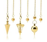 UOCAI 3 Pezzi Pendoli in Rame Dorato Pendulo Radiestesia Péndulo Pendulos per Divinazione, Accessori per Tarocchi, Regali di Bilanciamento per Gli Amanti dei Tarocchi