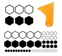 UOCAI 52 Pegatinas Coche con Diseño de Panal, Pegatina Coche Hexagonal para Capó, Carrocería, Techo y Parachoques, Decoracion Coche y Vinilos para Coches, Set Negro con 1 Raspador