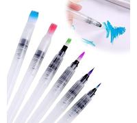 UOCAI Juego de pinceles de agua de diferentes grosores para acuarela, con depósito para acuarela, 6 pinceles para acuarela