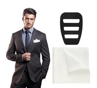 UOCAI Pañuelo de Seda con Soporte, 35 * 35 cm, Color Liso Suave Blanco para Boda, Trajes de Chaqueta y Smoking