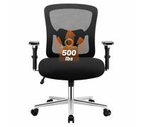 UOCFYK - Silla de oficina de malla, grande y alta, 500 libras, asiento ergonómico con respaldo para largas sesiones de sentado y configuración en el hogar, capacidad de peso de 500 libras, color negro