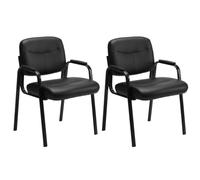 UOCFYK Sillas de recepción, sala de conferencias de cuero con brazos acolchados y sin ruedas para espacios de reunión profesionales de oficina y asientos de invitados, color negro, paquete de 2