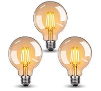 UODIFAN Lâmpada Edison LED vintage, 3 peças de lâmpadas LED retro E27 branco quente, lâmpadas com vidro âmbar, 4W substitui 40W, 2700K, 470LM, não regulável