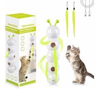 UOEONR Wusel Gusano, juguete interactivo para gatos con ventosa, juguete inteligente para gatos con diseño de gusano, montado en la pared y ventana, juguete para gatos con cola peluda (blanco)