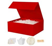 UoeRing 1 caja de regalo roja de 9.5 x 6 x 3 pulgadas, pequeña caja de regalo de lujo para regalos con tapa magnética plegable, día de San Valentín, Navidad, contiene tarjeta, cinta, papel de seda