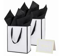 UoeRing Paquete de 12 bolsas de regalo con asa y papel de seda, 9.5 x 7.5 x 3.75 pulgadas, bolsas de regalo de papel metálico a granel, tamaño mediano para bodas, damas de honor, vacaciones, regalos