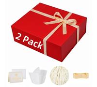 UoeRing Paquete de 2 cajas de regalo extra grandes rojas de 17 x 14.5 x 6 pulgadas, caja de regalo de lujo para regalos con tapa de cierre magnético, plegable, cumpleaños, Navidad, contiene tarjeta
