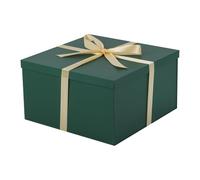 UoeRing Paquete de 2 cajas de regalo grandes de 13 x 13 x 7 pulgadas, regalos de boda a granel, juego de embalaje de regalo de Navidad con cintas y tarjetas (verde mate)