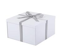 UoeRing Paquete de 2 cajas de regalo grandes de 13 x 13 x 7 pulgadas, regalos de boda a granel, juego de embalaje de regalo de Navidad con cintas y tarjetas (blanco brillante)