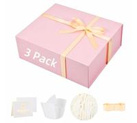 UoeRing Paquete de 3 cajas de regalo extra grandes de color rosa de 17 x 14.5 x 6 pulgadas, caja de regalo de lujo para regalos con tapa de cierre magnético, plegable, cumpleaños, Navidad, contiene
