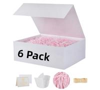 UoeRing Paquete de 6 cajas de regalo blancas grandes de 13.5 x 11.8 x 4.7 pulgadas, caja de propuesta de dama de honor de lujo para regalos con tapa de cierre magnético, plegable, contiene tarjeta