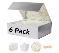 UoeRing Paquete de 6 cajas de regalo plateadas grandes de 13.5 x 11.8 x 4.7 pulgadas, caja de propuesta de dama de honor de lujo para regalos con tapa de cierre magnético, plegable, contiene tarjeta