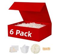 UoeRing Paquete de 6 cajas de regalo rojas grandes de 13.5 x 11.8 x 4.7 pulgadas, caja de regalo de lujo para regalos con tapa de cierre magnético, plegable, cumpleaños, Navidad, contiene tarjeta