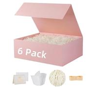 UoeRing Paquete de 6 cajas de regalo rosas de 9.5 x 6 x 3 pulgadas, caja de regalo pequeña de lujo para regalos con tapa magnética plegable, propuesta de dama de honor, contiene tarjeta, cinta, papel