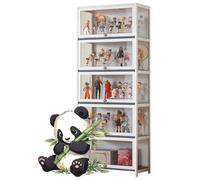 uofgcru 5 Capas Vitrina Expositora para Colecciones, vitrinas de Cristal, libreria con Puertas, vitrinas expositoras Marco Bambu, estanteria Figuras Coleccion(172x80x33cm White)