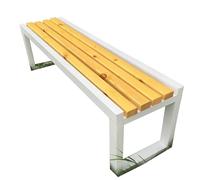 uofgcru Banco de jardim sem encosto, 3 Lugares Bancos de terraço Exterior 100/120/150 cm para terraços e jardins, Porche, balcón, Patios(White+Wood Color 120×40×45cm)