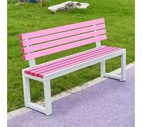 uofgcru Banco de Jardín for Exterior, Banco con Respaldo, Marco de Metal, Tratamiento Impermeable, for Porche, Parque, Patio, Sin Miedo al Viento ni al Sol(White+Pink - 40×100×85cm)